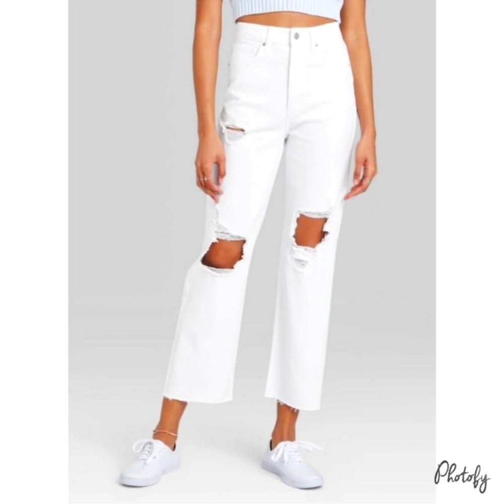 Wild Fable Highest Rise Straight Distressed Jeans